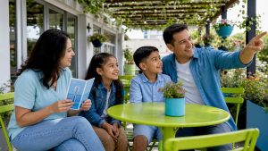 Family waiting in local dental clinic reception area