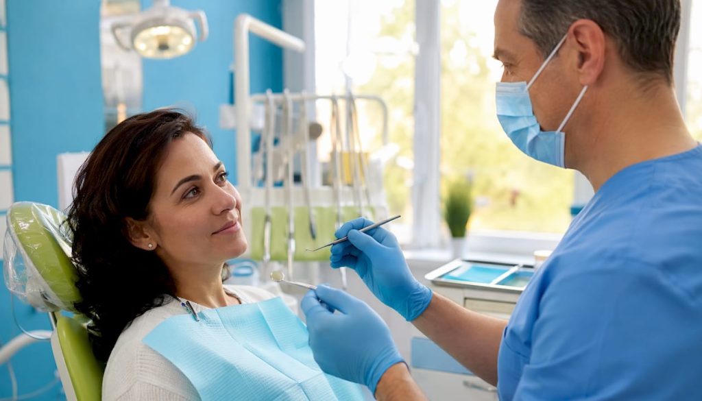 Patient receiving urgent dental care in clinic